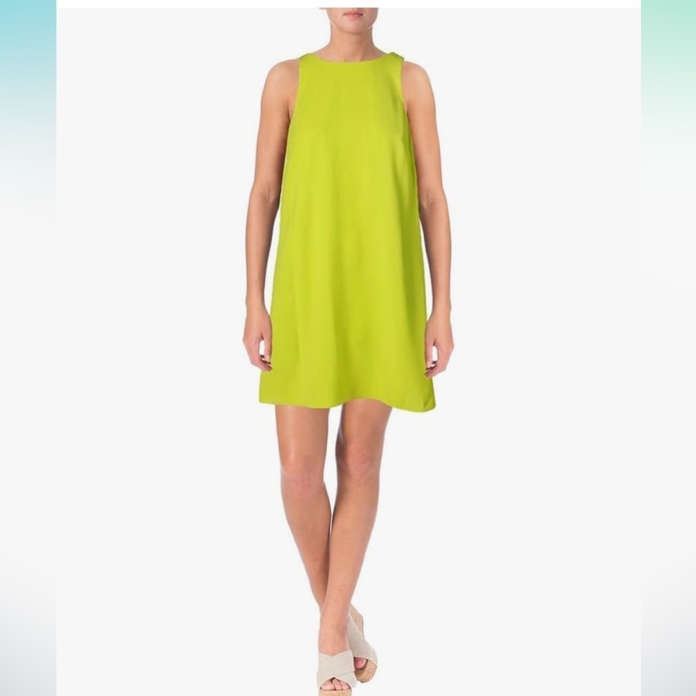 LAUREN RALPH LAUREN Pocket Crepe A-line Acid Green Sleeveless Dress 8